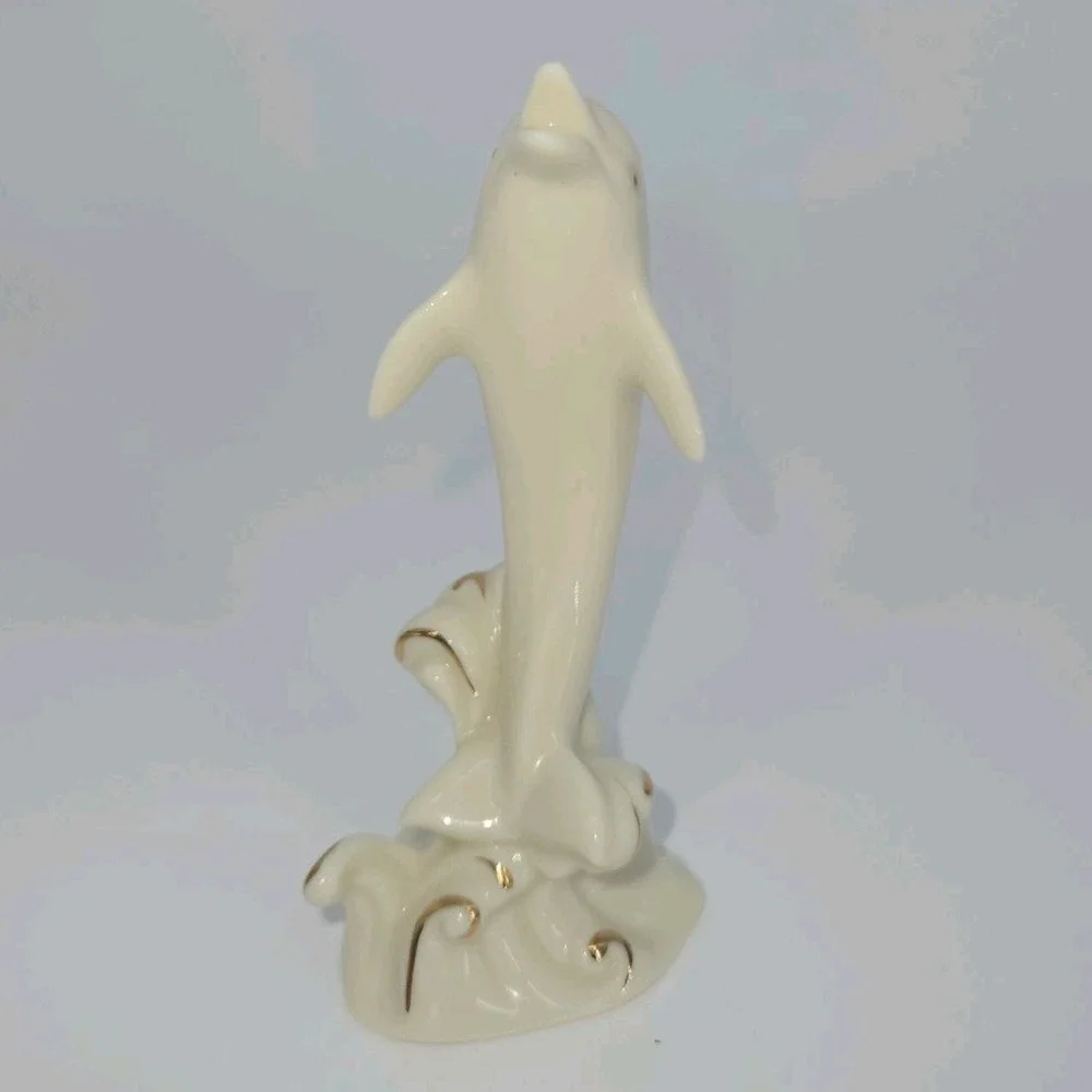 Lenox Dolphin Figurine Ivory Porcelain 24K Gold Accents 4